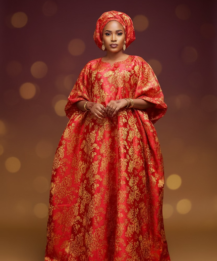 Robe damask festive - Rouge