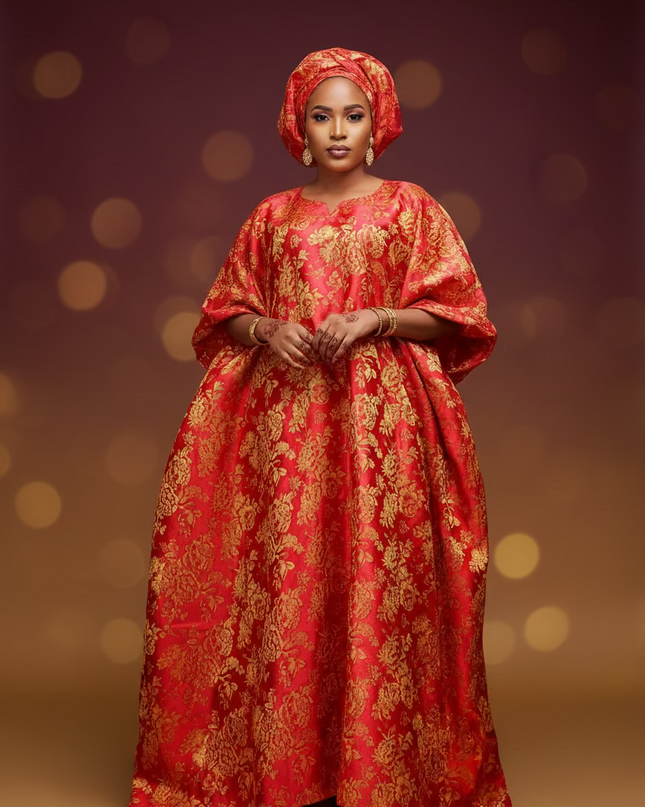 Robe damask festive - Rouge