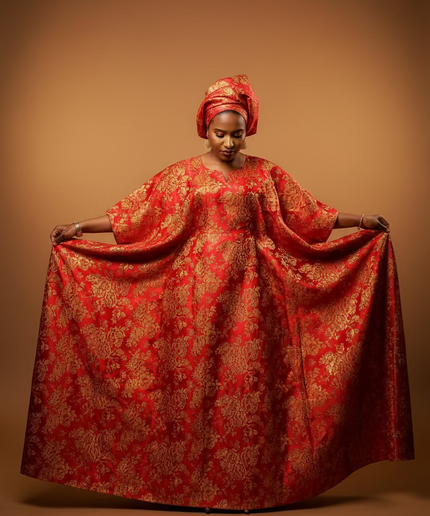 Robe damask festive - Rouge