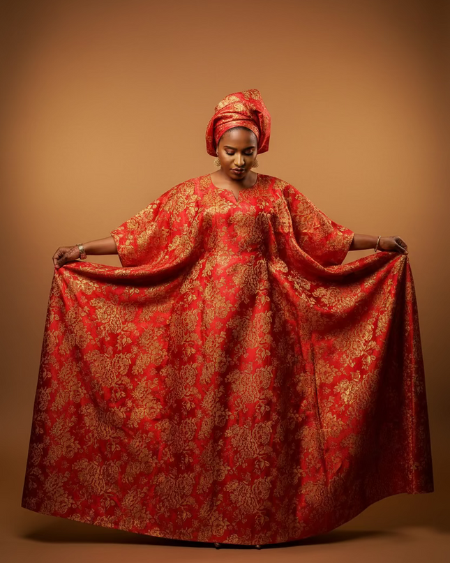 Robe damask festive - Rouge