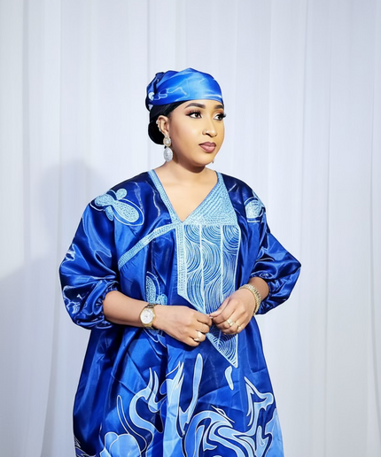 Boubou adesewa brodé - Bleu marine