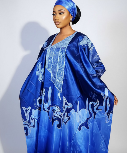 Boubou adesewa brodé - Bleu marine