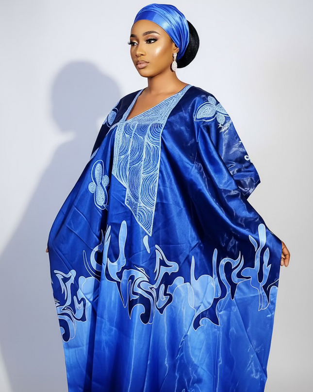 Boubou adesewa brodé - Bleu marine