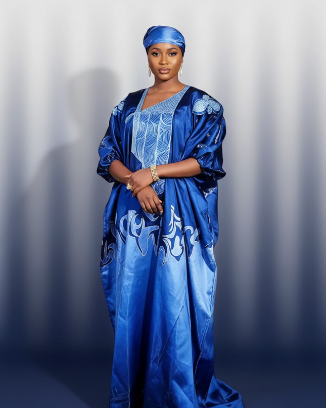 Boubou adesewa brodé - Bleu marine