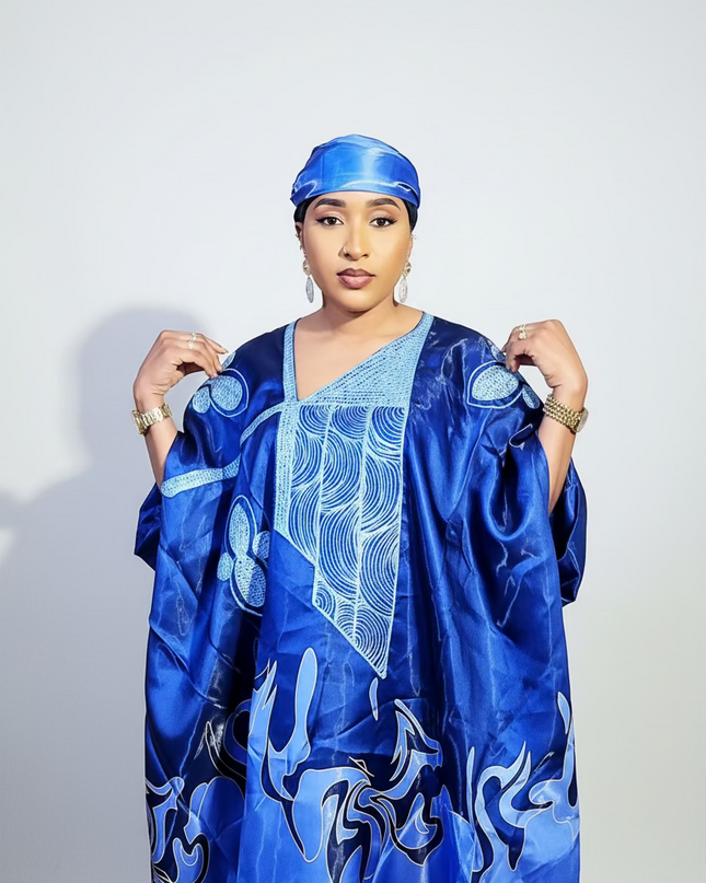 Boubou adesewa brodé - Bleu marine