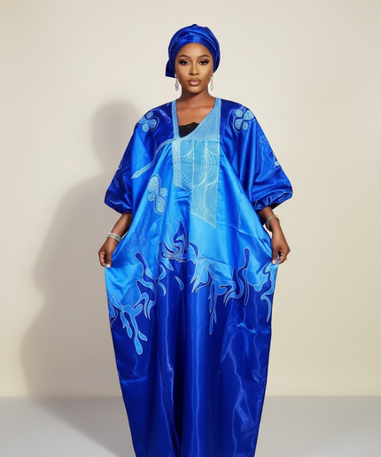 Boubou adesewa brodé - bleu roi
