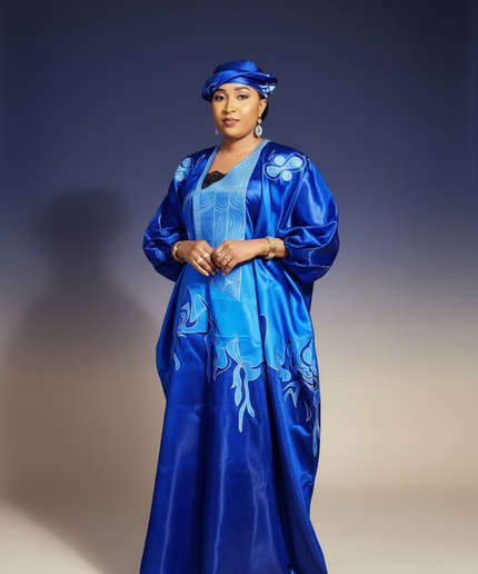 Boubou adesewa brodé - bleu roi