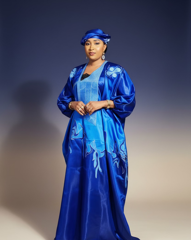 Boubou adesewa brodé - bleu roi