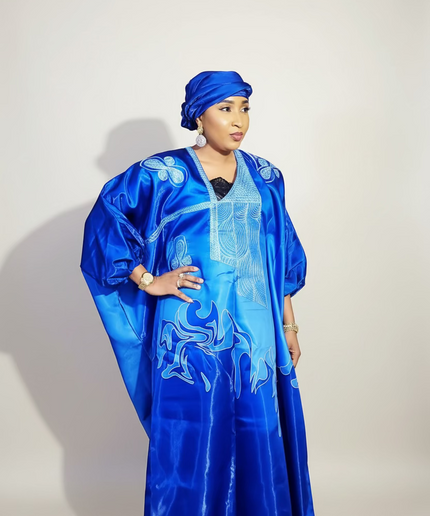 Boubou adesewa brodé - bleu roi