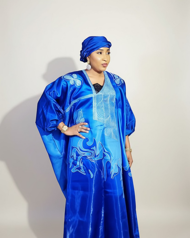 Boubou adesewa brodé - bleu roi
