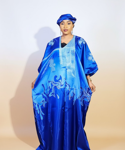 Boubou adesewa brodé - bleu roi
