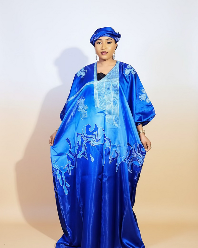 Boubou adesewa brodé - bleu roi