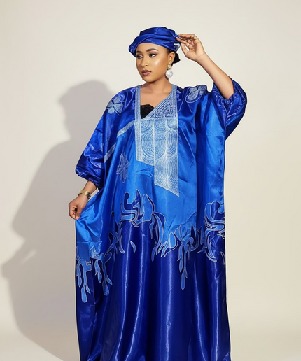 Boubou adesewa brodé - bleu roi