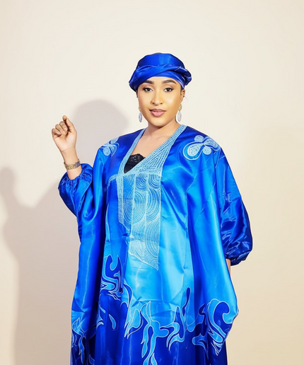 Boubou adesewa brodé - bleu roi