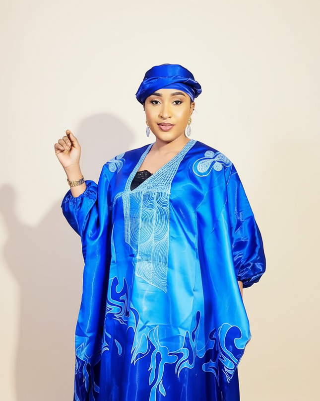 Boubou adesewa brodé - bleu roi