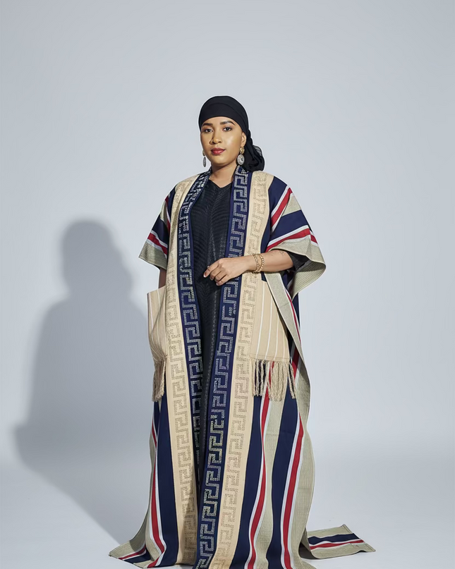 Midi kimono aso oke - Bleu beige