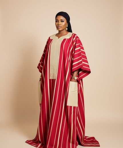 Boubou aso oke isoken - Rouge beige