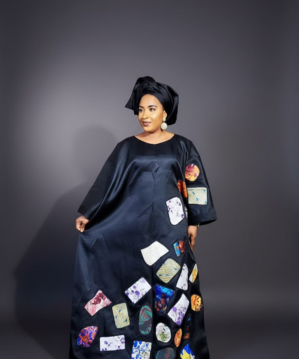 Boubou tolulayo patch brocart - Noir