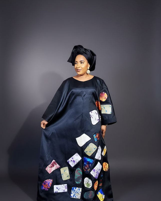 Boubou tolulayo patch brocart - Noir