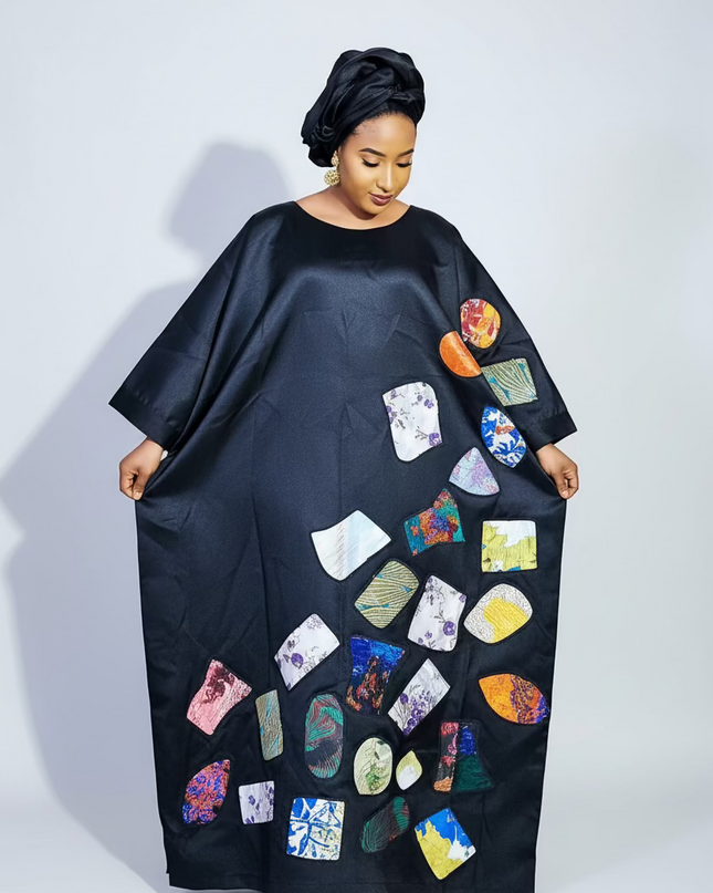 Boubou tolulayo patch brocart - Noir