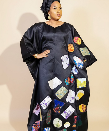 Boubou tolulayo patch brocart - Noir