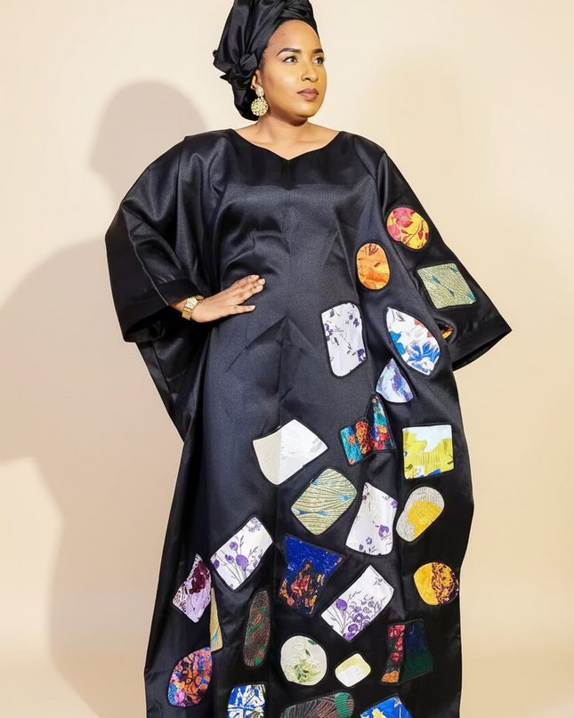 Boubou tolulayo patch brocart - Noir