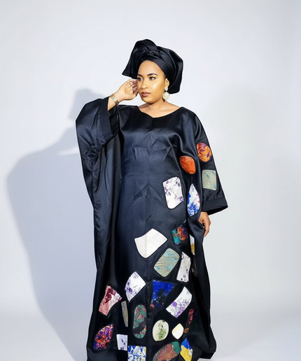 Boubou tolulayo patch brocart - Noir