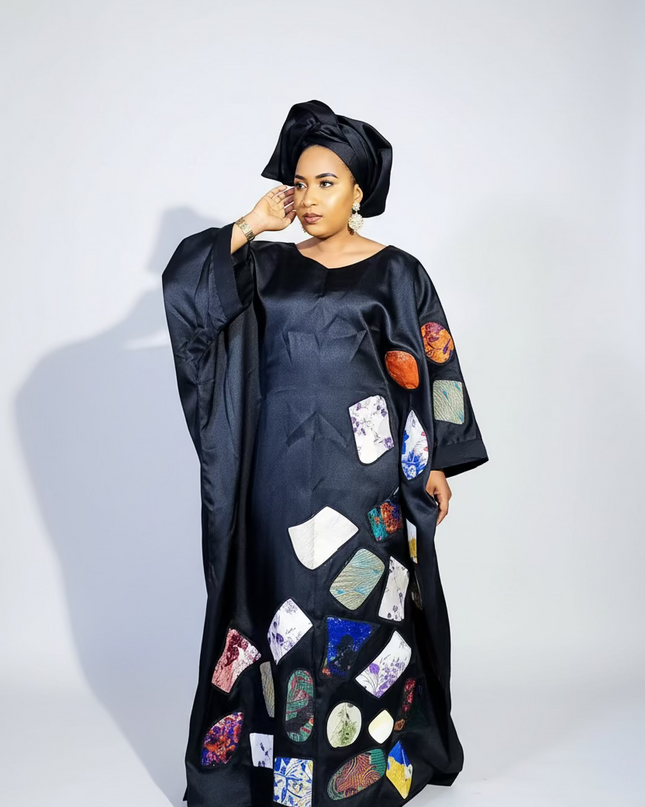 Boubou tolulayo patch brocart - Noir