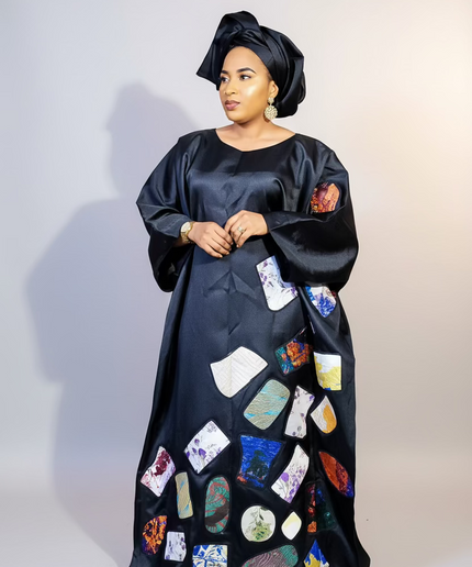 Boubou tolulayo patch brocart - Noir
