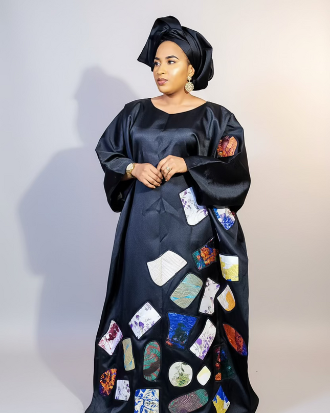 Boubou tolulayo patch brocart - Noir