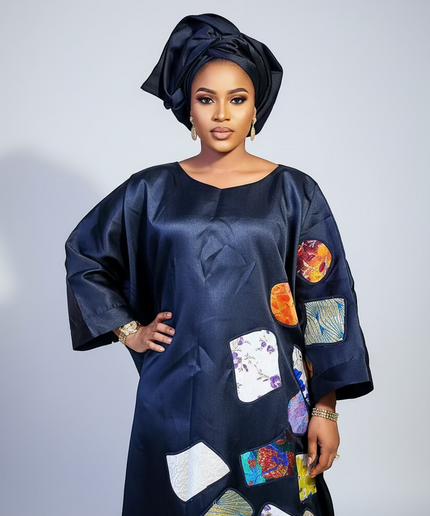 Boubou tolulayo patch brocart - Noir