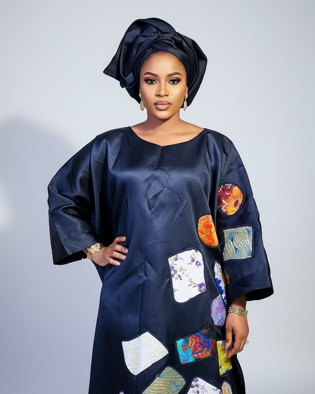 Boubou tolulayo patch brocart - Noir