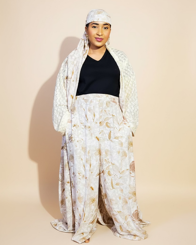 Ensemble crêpe dentelle - Beige