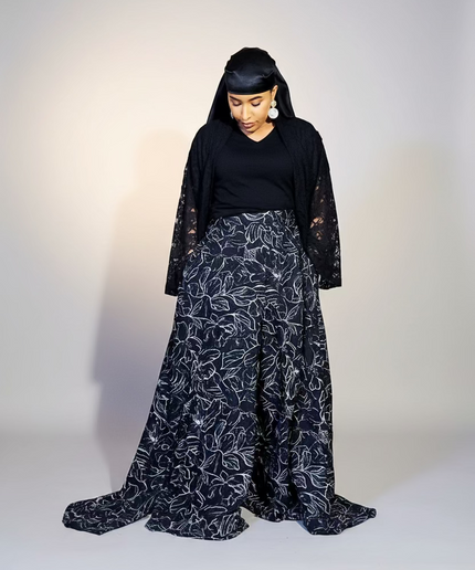 Ensemble crêpe dentelle - Noir 3XL