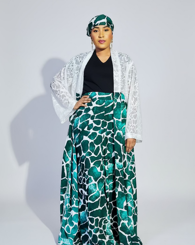 Ensemble crêpe dentelle - Vert