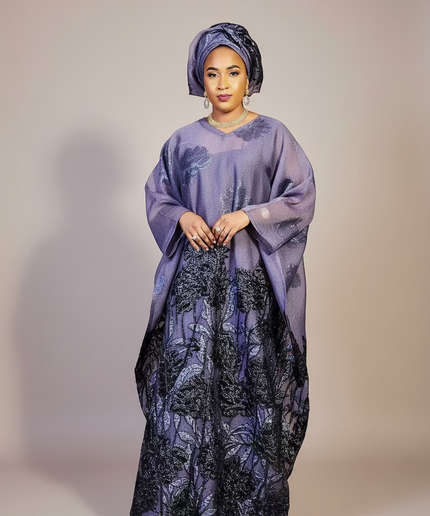 Boubou brocart slayer dubai - Gris noir