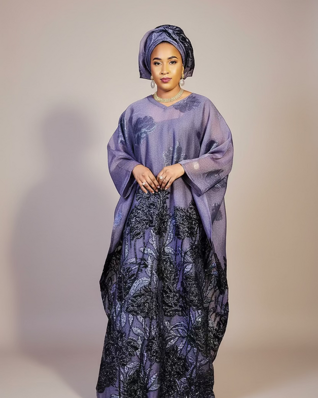Boubou brocart slayer dubai - Gris noir