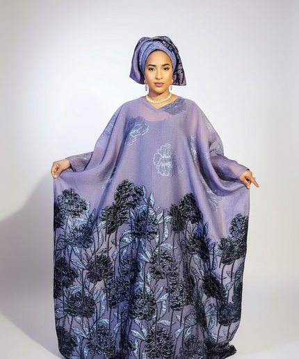 Boubou brocart slayer dubai - Gris noir