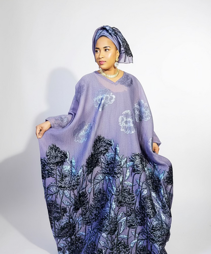 Boubou brocart slayer dubai - Gris noir