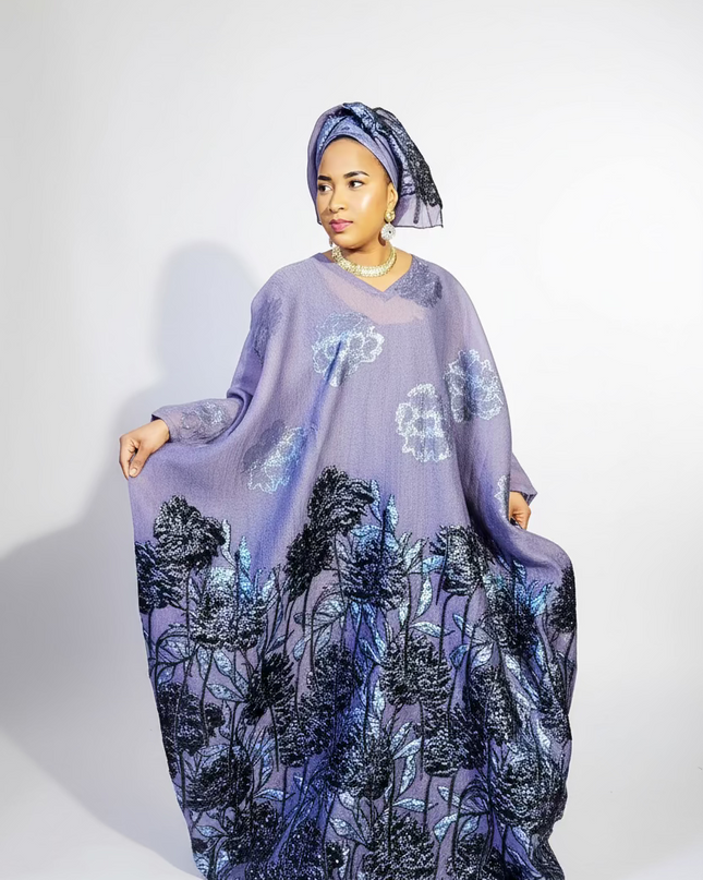 Boubou brocart slayer dubai - Gris noir