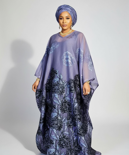 Boubou brocart slayer dubai - Gris noir