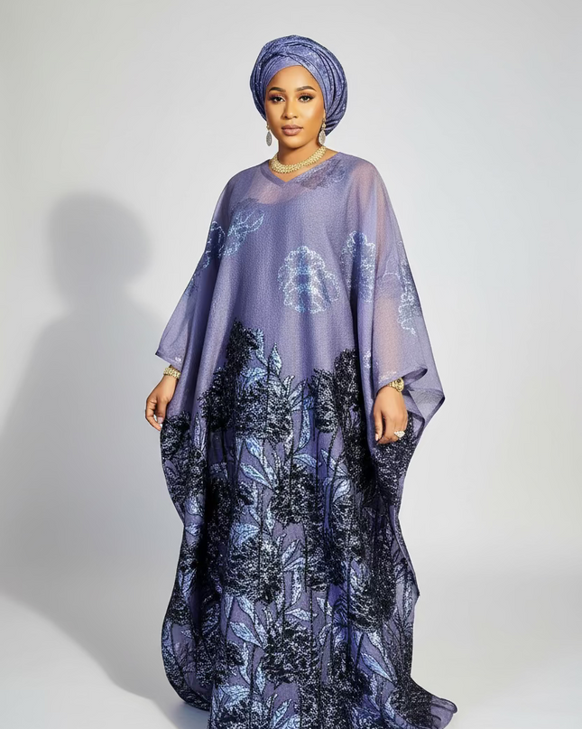 Boubou brocart slayer dubai - Gris noir