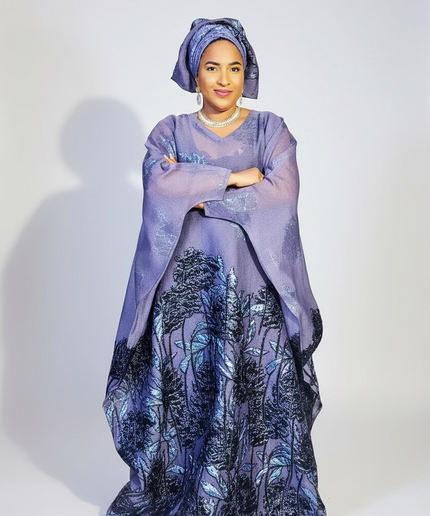 Boubou brocart slayer dubai - Gris noir