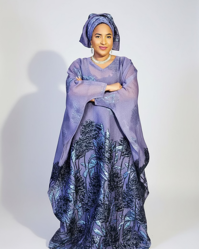Boubou brocart slayer dubai - Gris noir