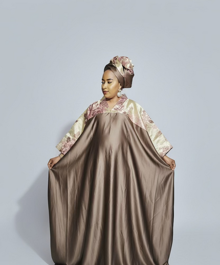Boubou mikado brocart - marron