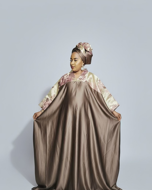 Boubou mikado brocart - marron