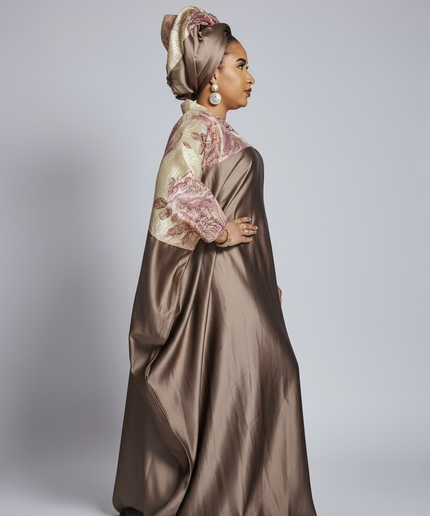 Boubou mikado brocart - marron