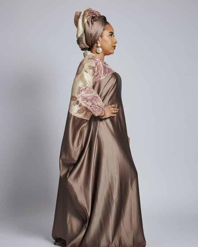 Boubou mikado brocart - marron