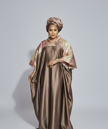 Boubou mikado brocart - marron