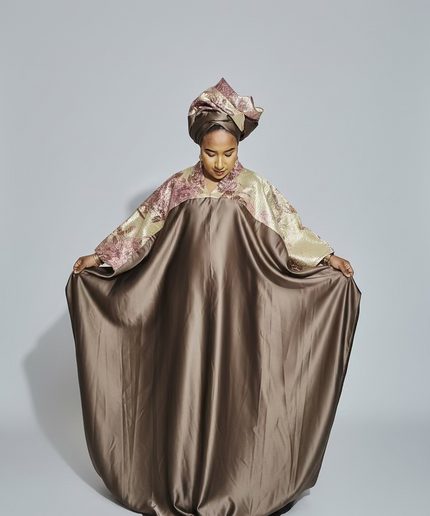 Boubou mikado brocart - marron